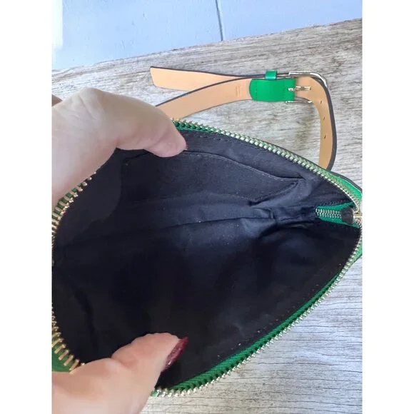 Kate Spade New York Green Leather Belt Bag Fanny Pack Waist Pack Zip Pouch - Picture 5 of 6